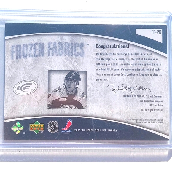 Paul Kariya Upper Deck Ice Frozen Fabrics: Nashville Predators - Jersey Card - Picture 2 of 2